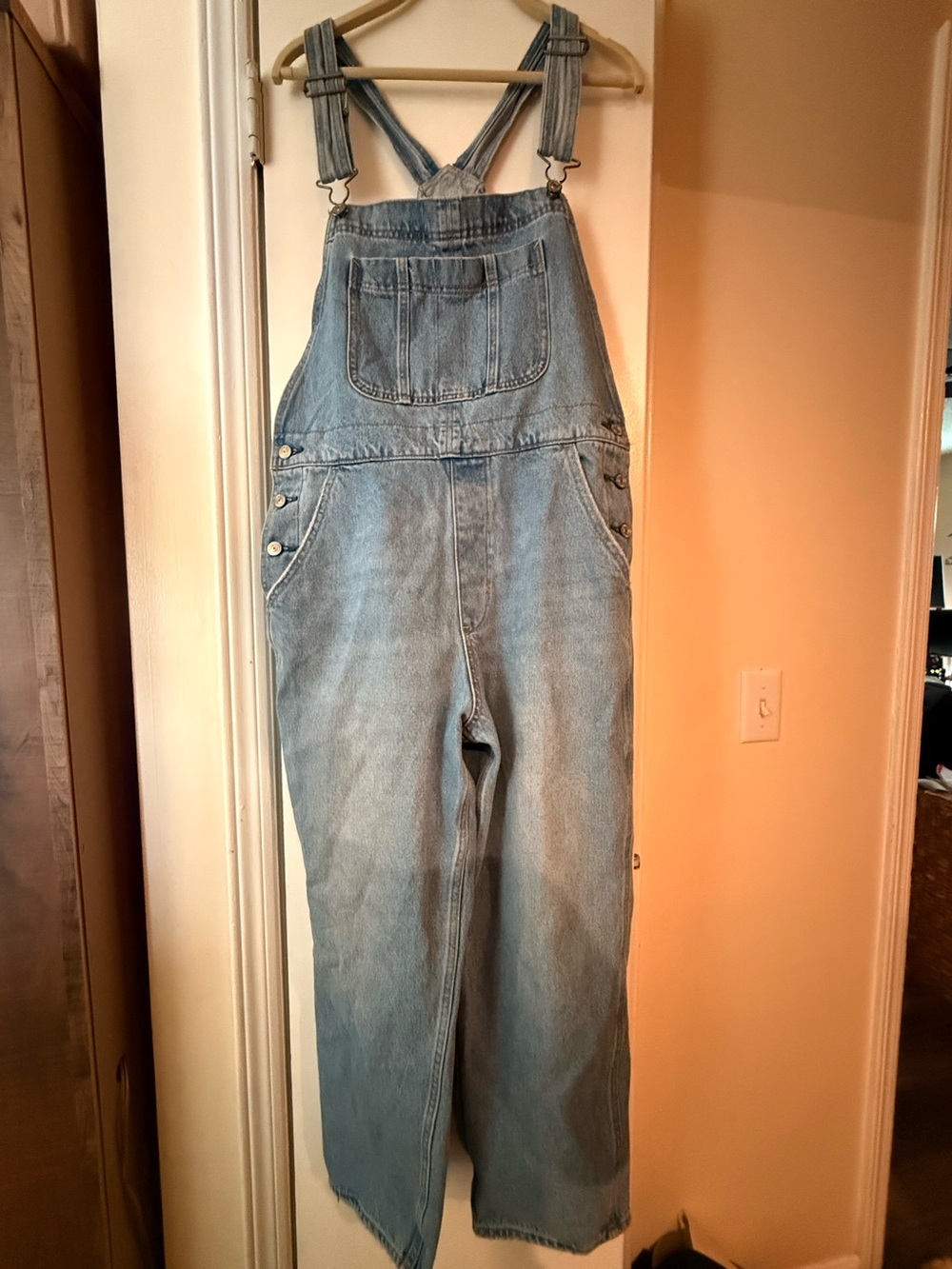 Abercrombie & Fitch Light Blue Denim Overalls - Relaxed Fit